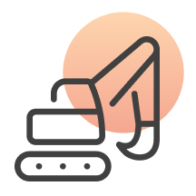 Een icoon van een graafmachine Een icoon van een graafmachine