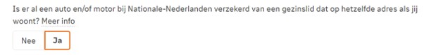 Voorbeeld van de vraag over een tweede auto in het aanvraagproces van de Autoverzekering Voorbeeld van de vraag over een tweede auto in het aanvraagproces van de Autoverzekering