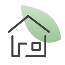 een icoon met een huis en een groen blad een icoon met een huis en een groen blad